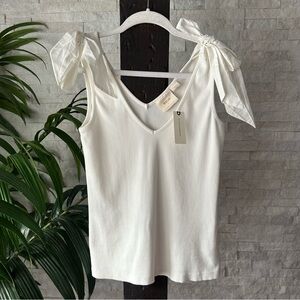 ANTHROPOLOGIE Off White Cream The Rafaela Bow-Tie Tank by Maeve Size M NWT